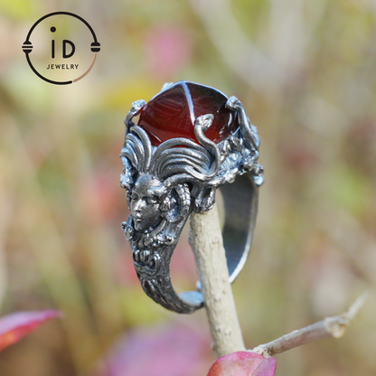 Handmade Gothic Ring | Mystical Jewelry with Agate | Baroque Style