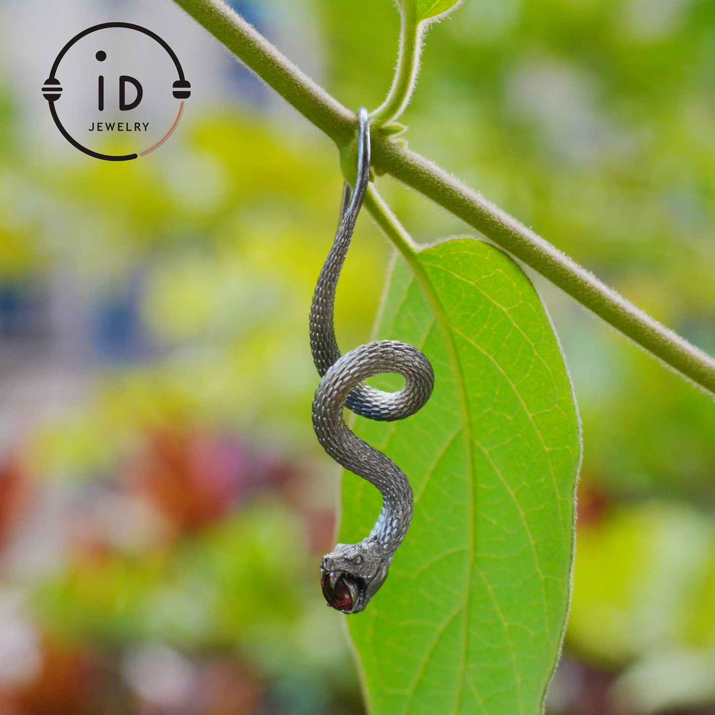 Garnet Earrings Silver Snake Design Gothic Style 925 Sterling Silver Oxidized Hook Handmade Jewelry Gift For Her Birthday Vintage Statement