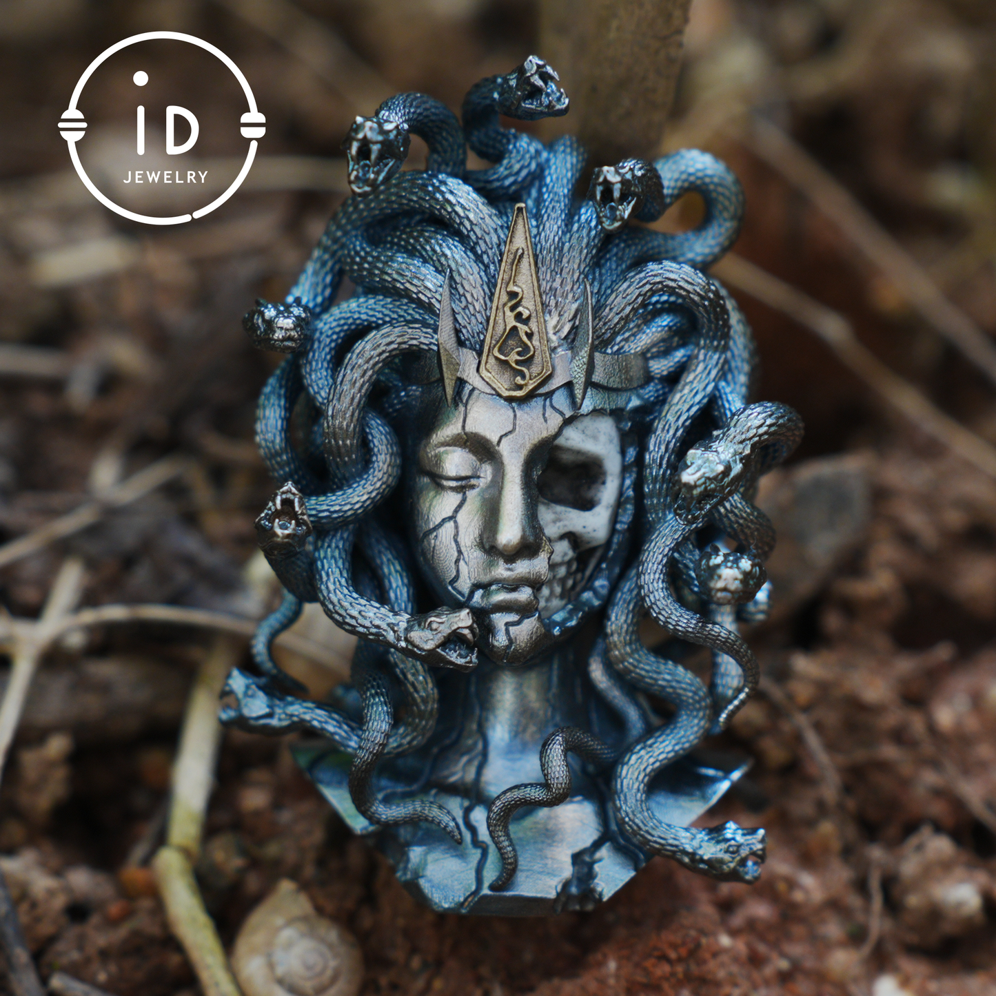 Gothic Medusa Pendant Necklace | 925 Silver & Copper Handmade Mythical Jewelry | Symbolic Transformation & Power Talisman Gift for Her
