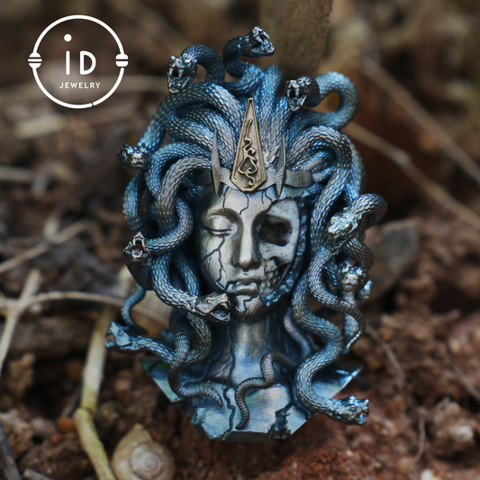 Gothic Medusa Pendant Necklace | 925 Silver & Copper Handmade Mythical Jewelry | Symbolic Transformation & Power Talisman Gift for Her