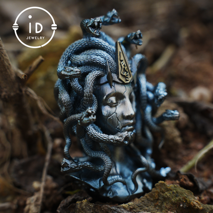 Gothic Medusa Pendant Necklace | 925 Silver & Copper Handmade Mythical Jewelry | Symbolic Transformation & Power Talisman Gift for Her