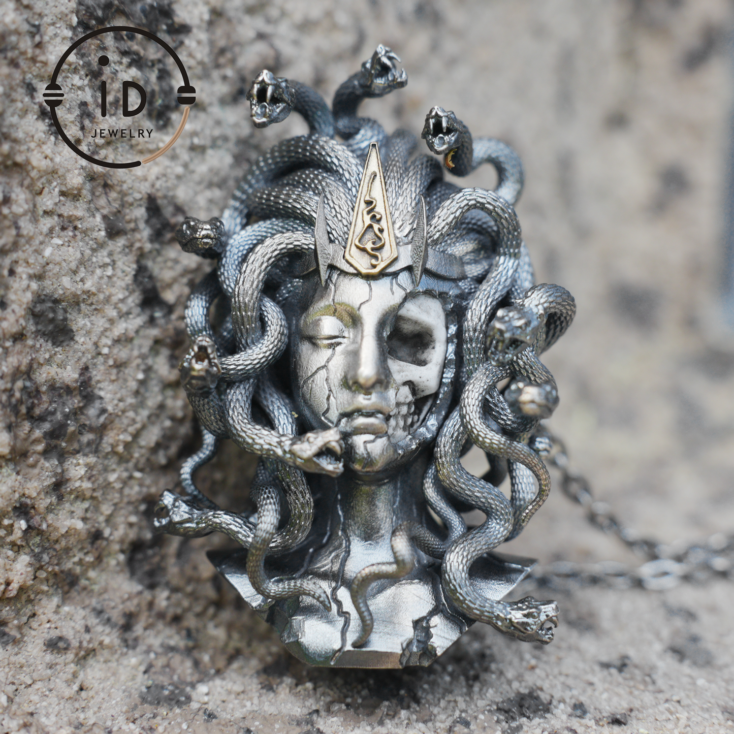 Gothic Medusa Pendant Necklace | 925 Silver & Copper Handmade Mythical Jewelry | Symbolic Transformation & Power Talisman Gift for Her
