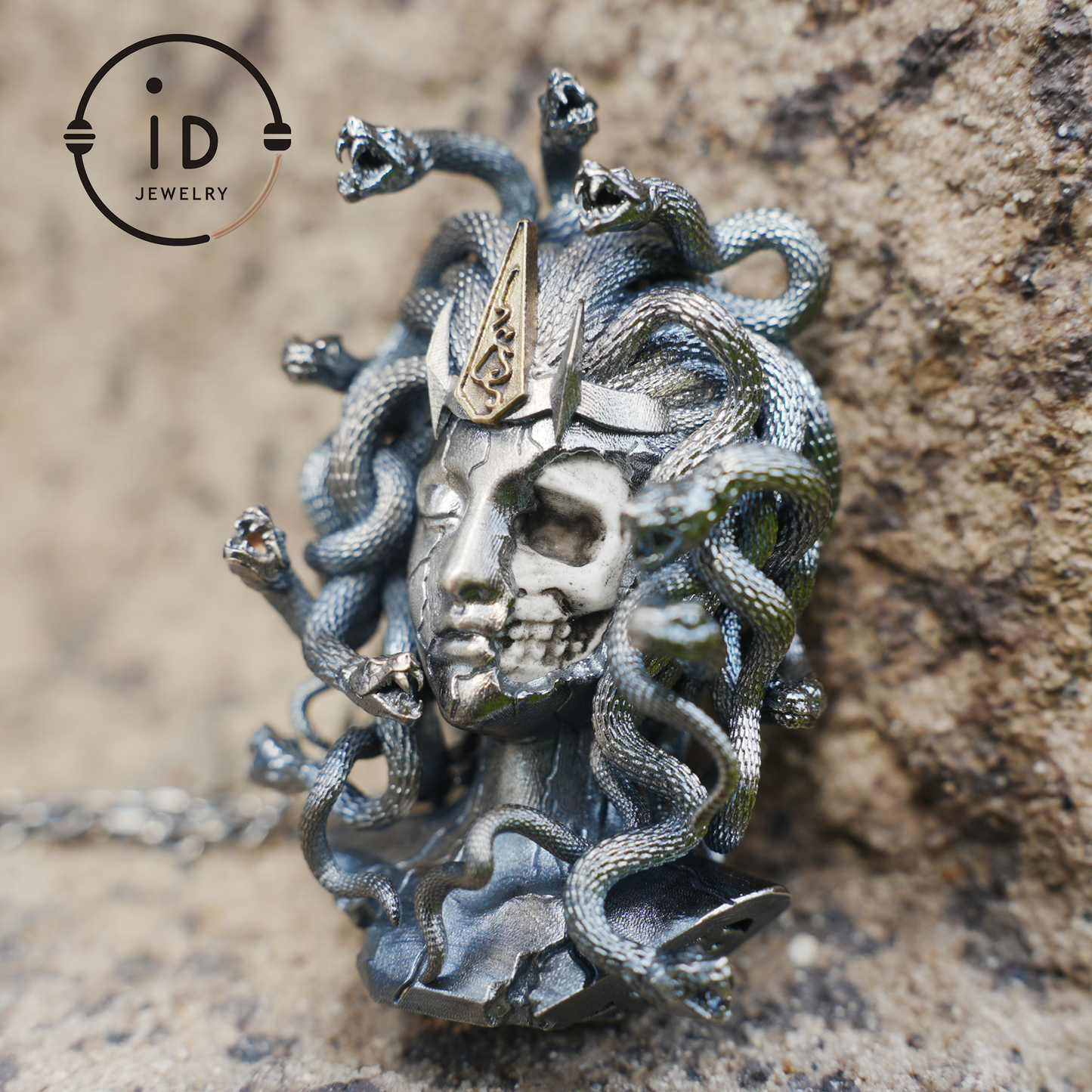 Gothic Medusa Pendant Necklace | 925 Silver & Copper Handmade Mythical Jewelry | Symbolic Transformation & Power Talisman Gift for Her