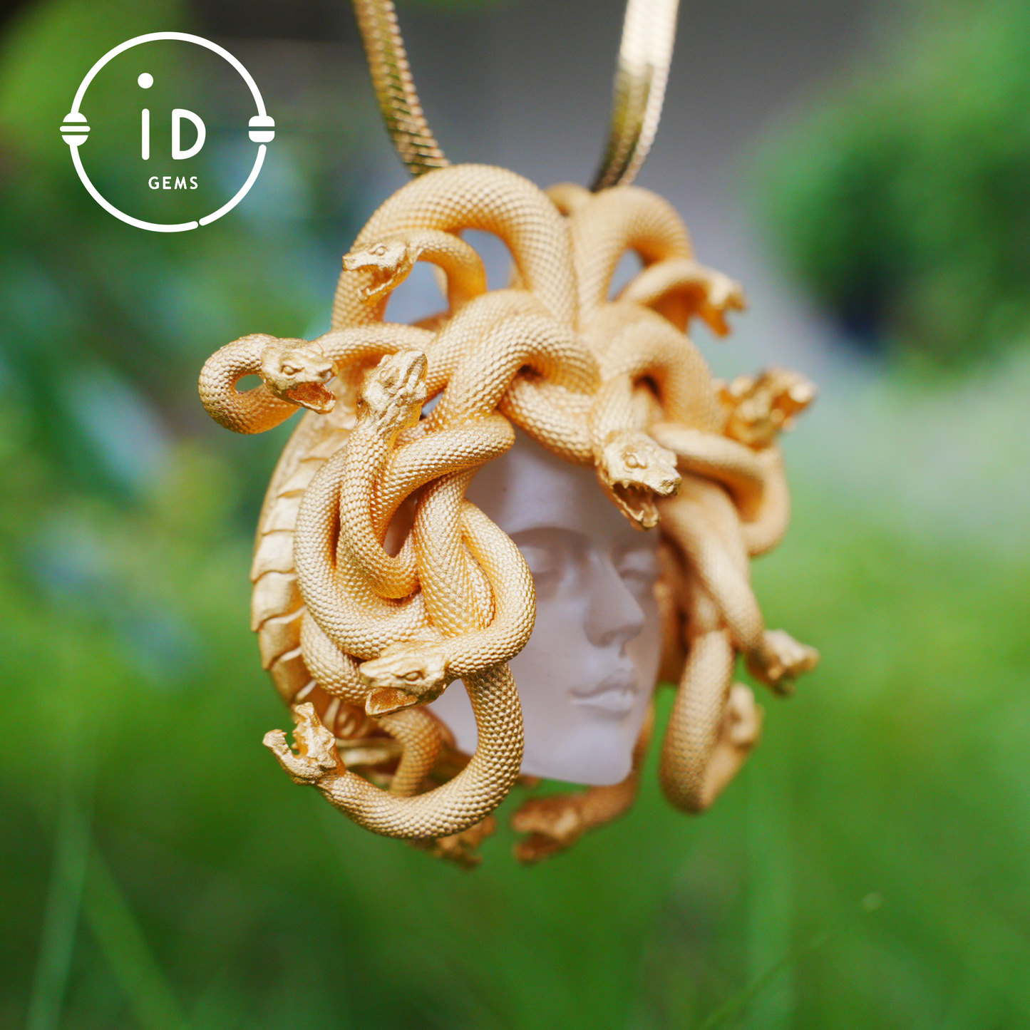 Medusa Pendant | Handmade 925 Silver & White Crystal | Mythical Statement Jewelry