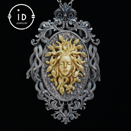 Hand-Carved Medusa Amethyst Pendant | Raised Serpent Frame in 925 Sterling Silver | Gothic Talisman for Powerful Self-Empowerment