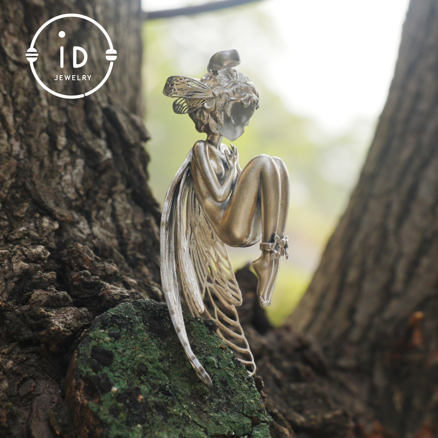 S925 Silver Elf Pendant Necklace with White Crystal, Gothic Vintage Fairy Tale Jewelry Fantasy Talisman Amulet Gift for Her Birthday or Yule