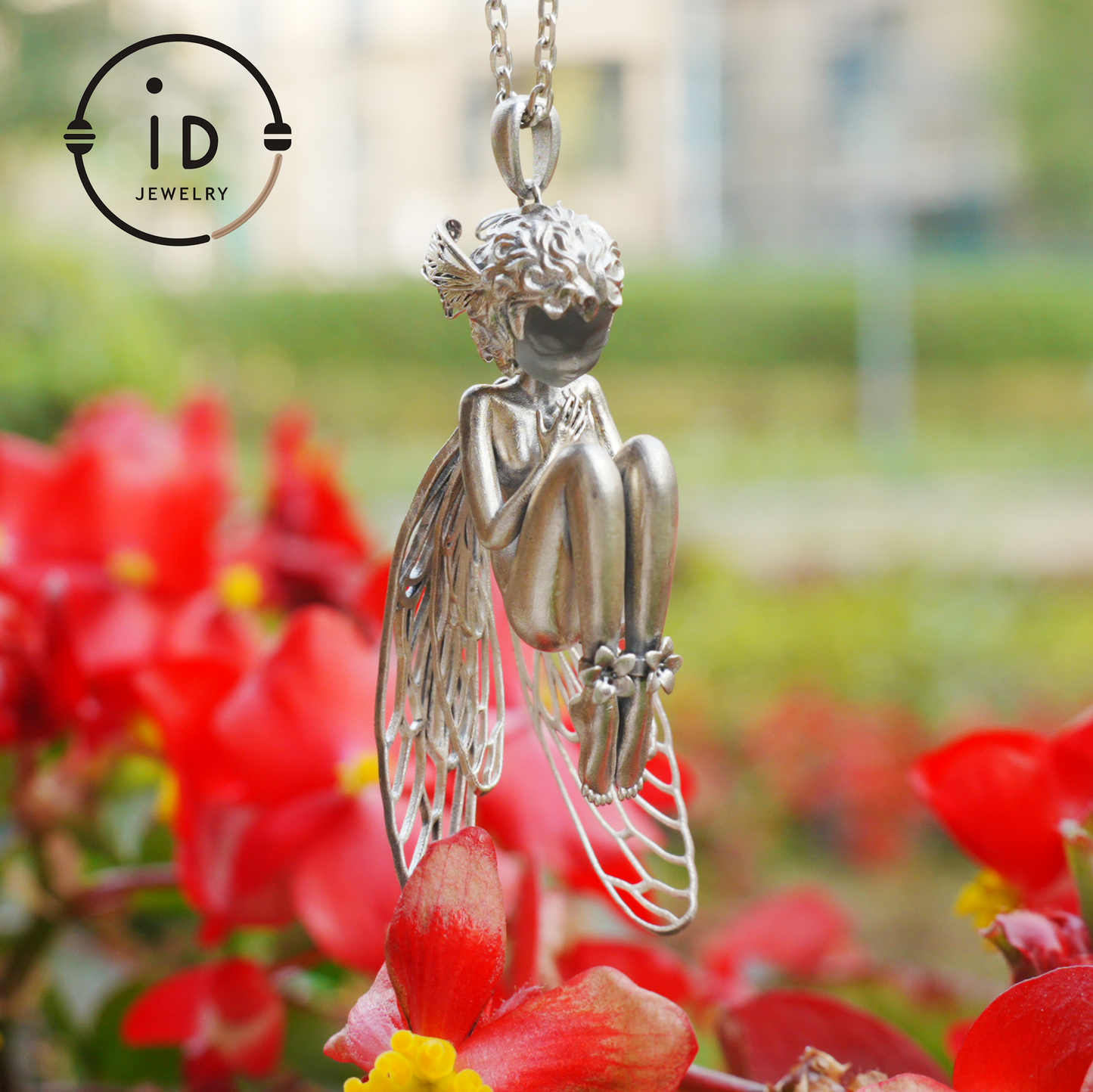 S925 Silver Elf Pendant Necklace with White Crystal, Gothic Vintage Fairy Tale Jewelry Fantasy Talisman Amulet Gift for Her Birthday or Yule