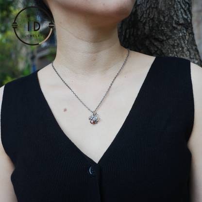 Angel Heart Pendant Necklace | 925 Sterling Silver with Garnet Gemstone | Handmade Romantic Jewelry Gift for Her Valentine