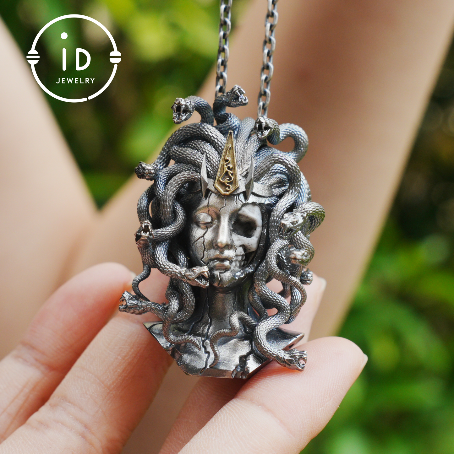 Gothic Medusa Pendant Necklace | 925 Silver & Copper Handmade Mythical Jewelry | Symbolic Transformation & Power Talisman Gift for Her