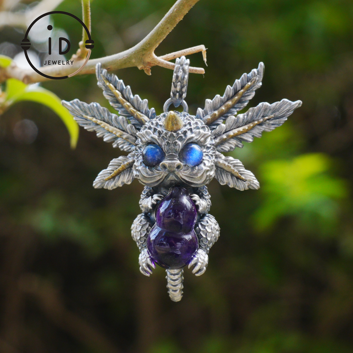 Dream Dragon Messenger Pendant "Eye of the Nightwatch" · Spirit Totem Guardian Jewelry · Handmade Mystic Silver Amulet