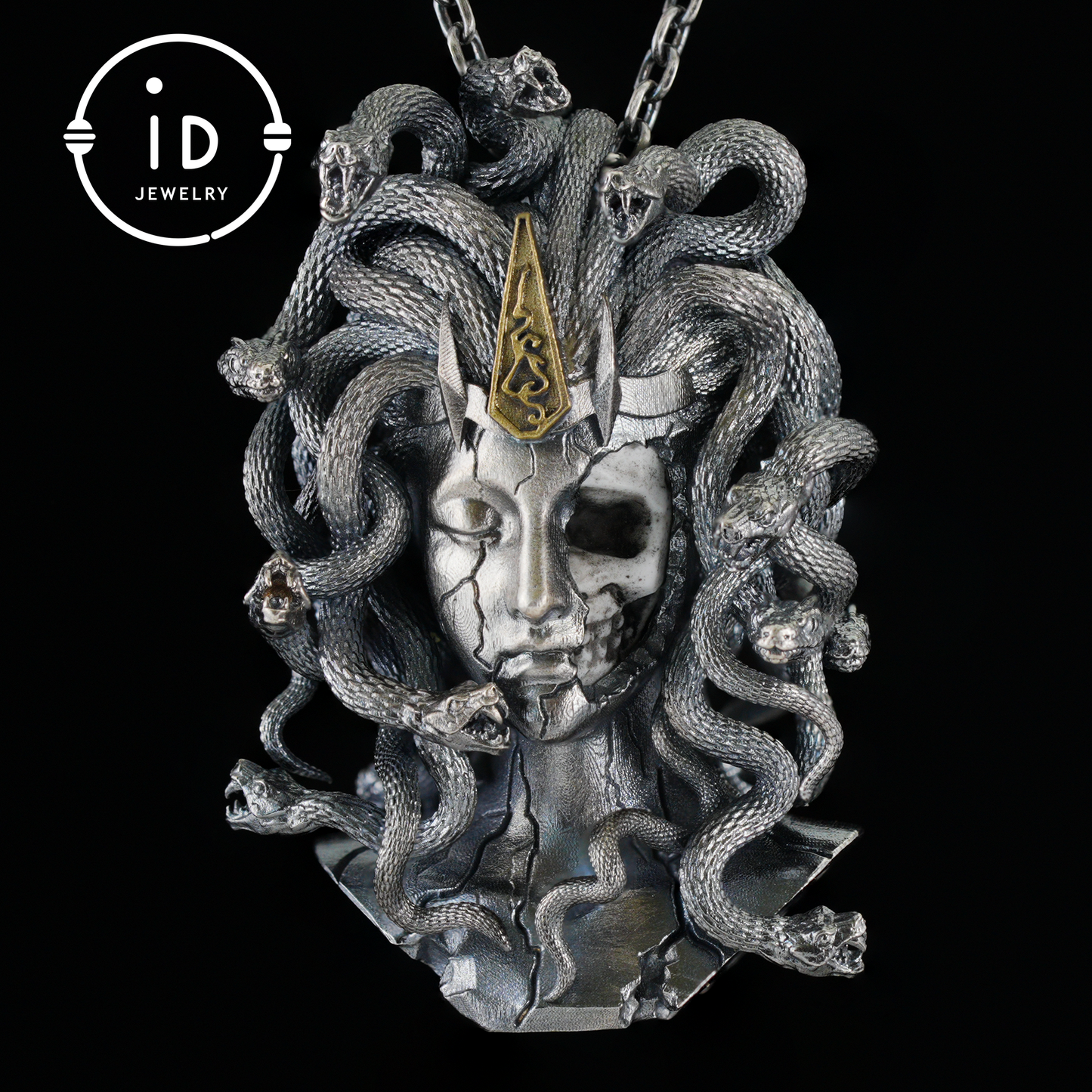 Gothic Medusa Pendant Necklace | 925 Silver & Copper Handmade Mythical Jewelry | Symbolic Transformation & Power Talisman Gift for Her