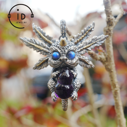 Dream Dragon Messenger Pendant "Eye of the Nightwatch" · Spirit Totem Guardian Jewelry · Handmade Mystic Silver Amulet