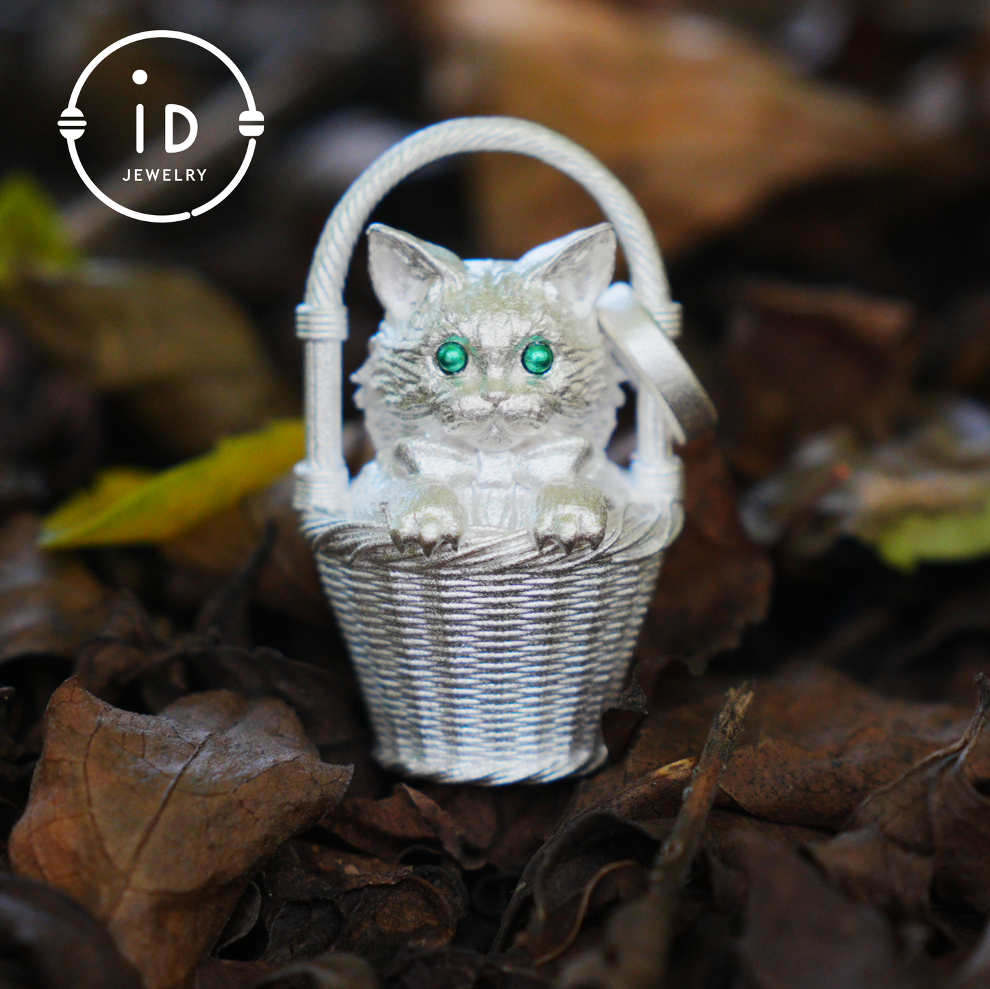 Handcrafted 925 Silver Kitten Pendant Necklace | Green-Eyed Cat Guardian | Lucky & Comfort Talisman Jewelry | Gift for Cat Lovers