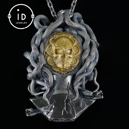 Gothic Medusa Pendant Necklace | 925 Silver & Copper Handmade Mythical Jewelry | Symbolic Transformation & Power Talisman Gift for Her
