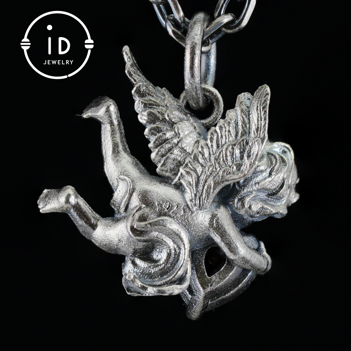 Angel Heart Pendant Necklace | 925 Sterling Silver with Garnet Gemstone | Handmade Romantic Jewelry Gift for Her Valentine