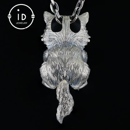 Playful Cat Pendant Necklace | 925 Sterling Silver with Blue Topaz & Agate | Handmade Animal Jewelry Gift for Cat Lovers