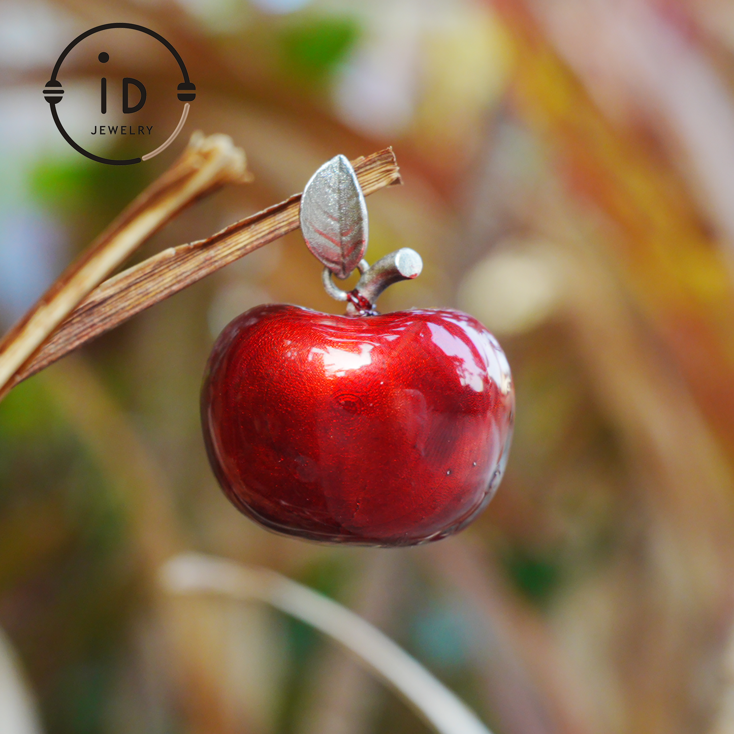 S925 Silver Apple Pendant with Red Enamel and Two Cats Inside, Fairytale Style Talisman Necklace, Symbolic Gift for Her, Christmas Jewelry