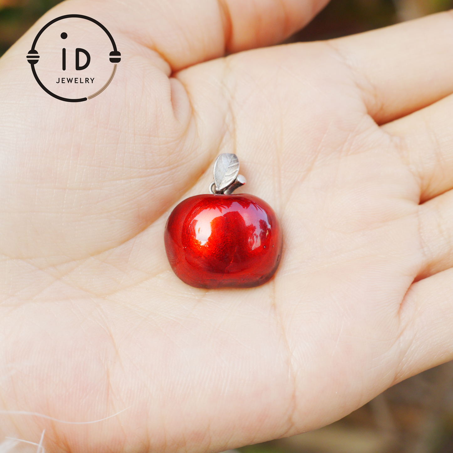 S925 Silver Apple Pendant with Red Enamel and Two Cats Inside, Fairytale Style Talisman Necklace, Symbolic Gift for Her, Christmas Jewelry