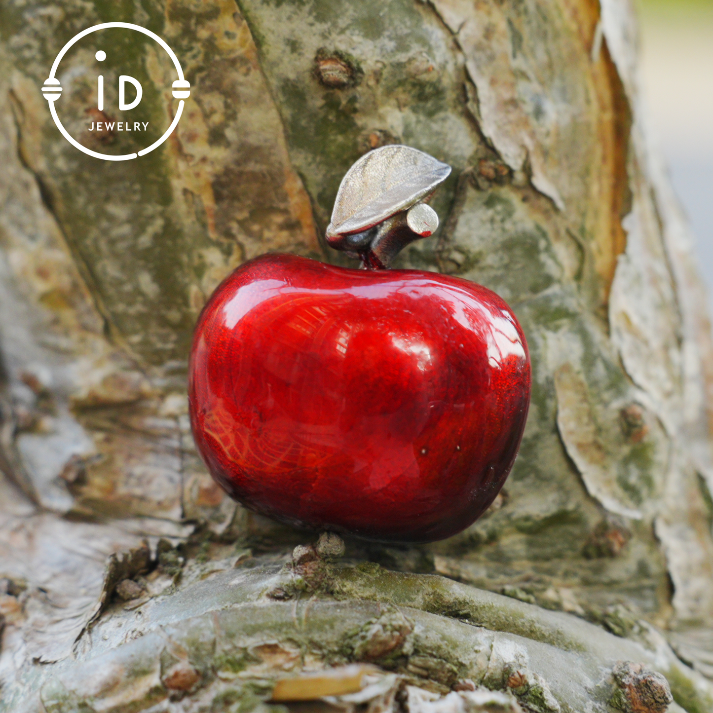 S925 Silver Apple Pendant with Red Enamel and Two Cats Inside, Fairytale Style Talisman Necklace, Symbolic Gift for Her, Christmas Jewelry