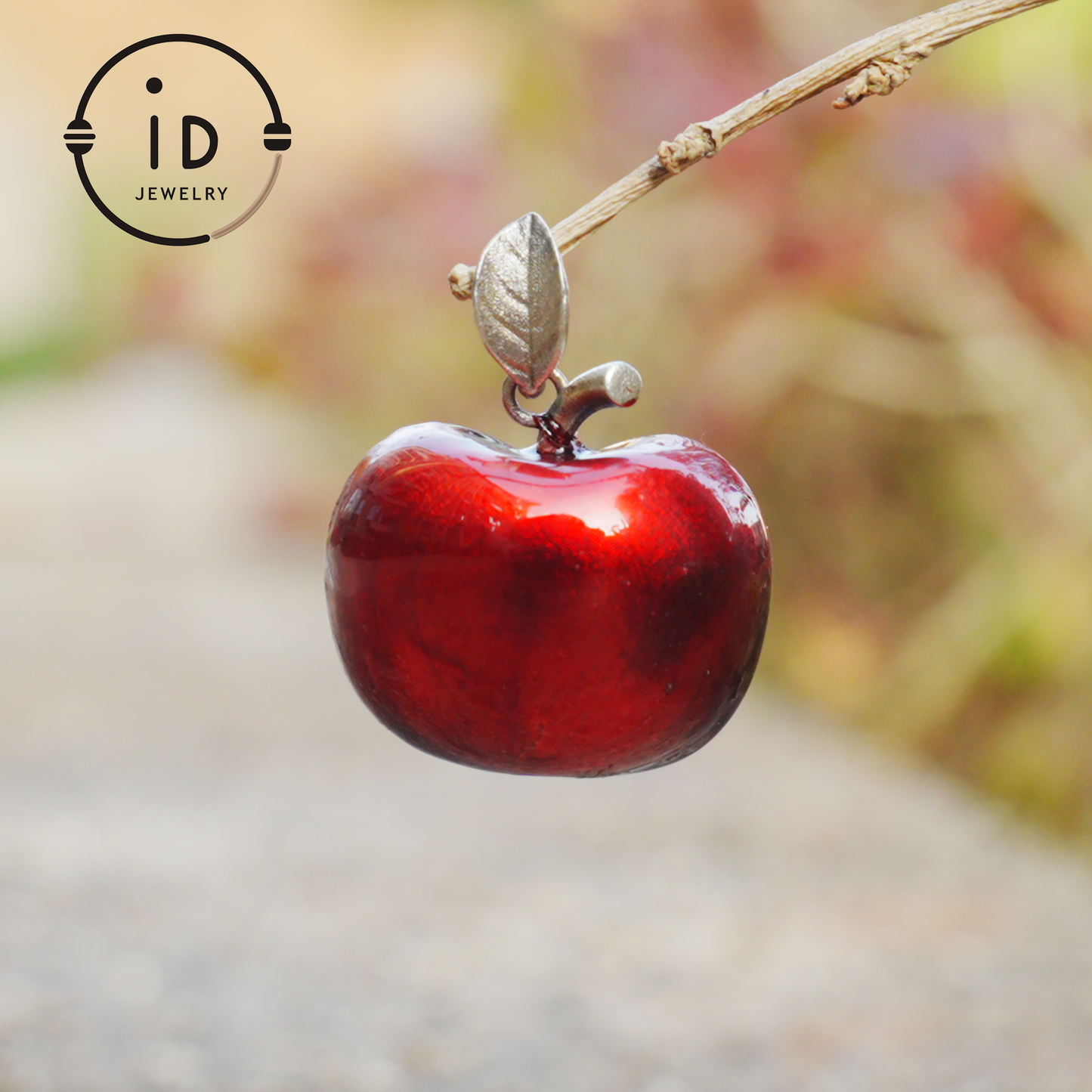 S925 Silver Apple Pendant with Red Enamel and Two Cats Inside, Fairytale Style Talisman Necklace, Symbolic Gift for Her, Christmas Jewelry