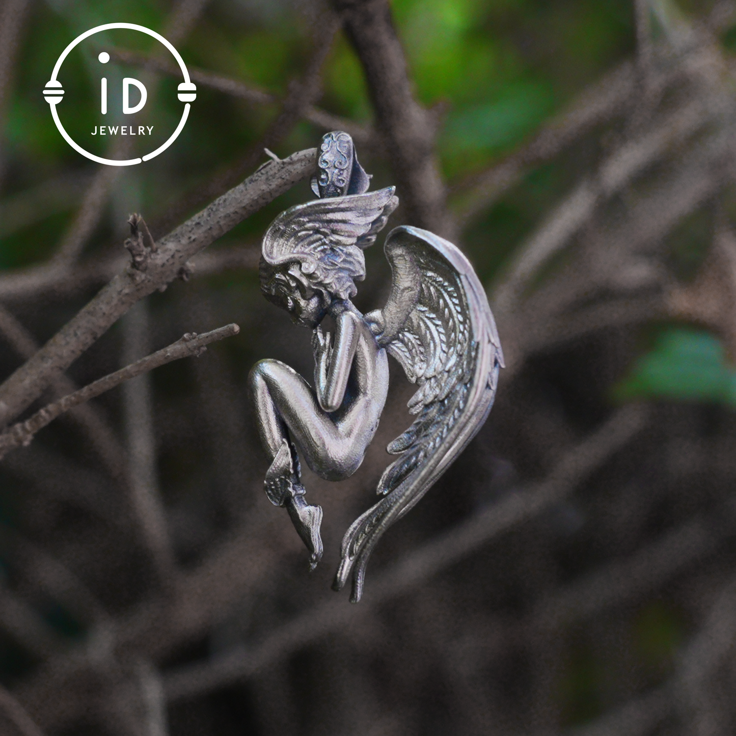 Handmade Angel Figurine Pendants | Gothic Sculpture with Wings | Clear Quartz | Mystical Guardian