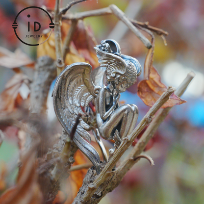 Handmade Angel Figurine Pendants | Gothic Sculpture with Wings | Clear Quartz | Mystical Guardian