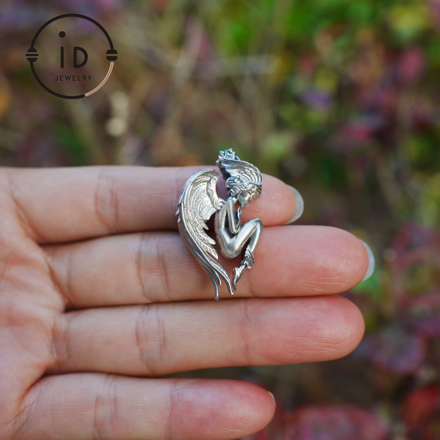 Handmade Angel Figurine Pendants | Gothic Sculpture with Wings | Clear Quartz | Mystical Guardian
