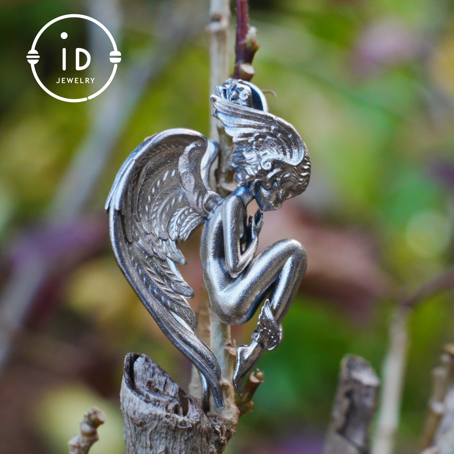 Handmade Angel Figurine Pendants | Gothic Sculpture with Wings | Clear Quartz | Mystical Guardian