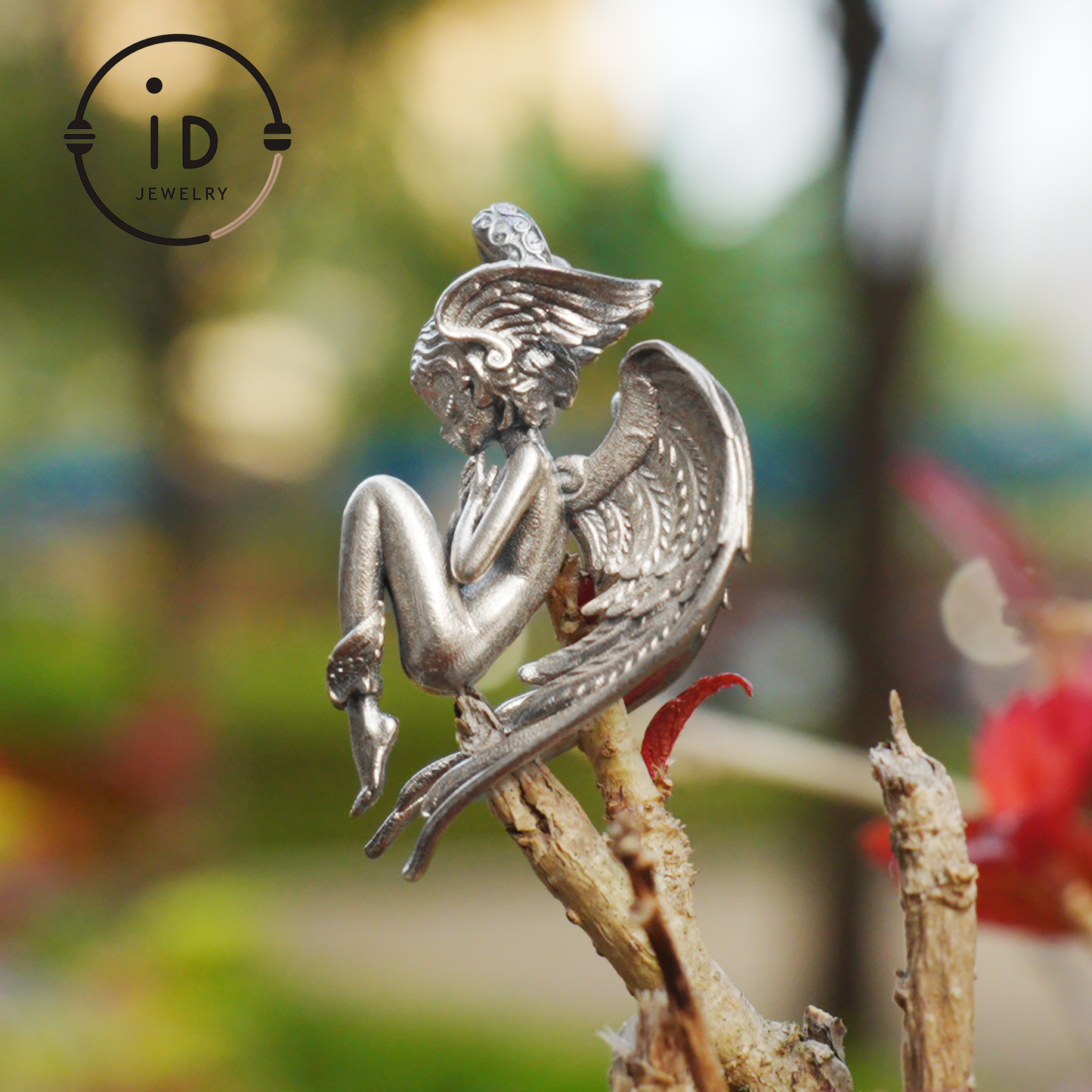 Handmade Angel Figurine Pendants | Gothic Sculpture with Wings | Clear Quartz | Mystical Guardian