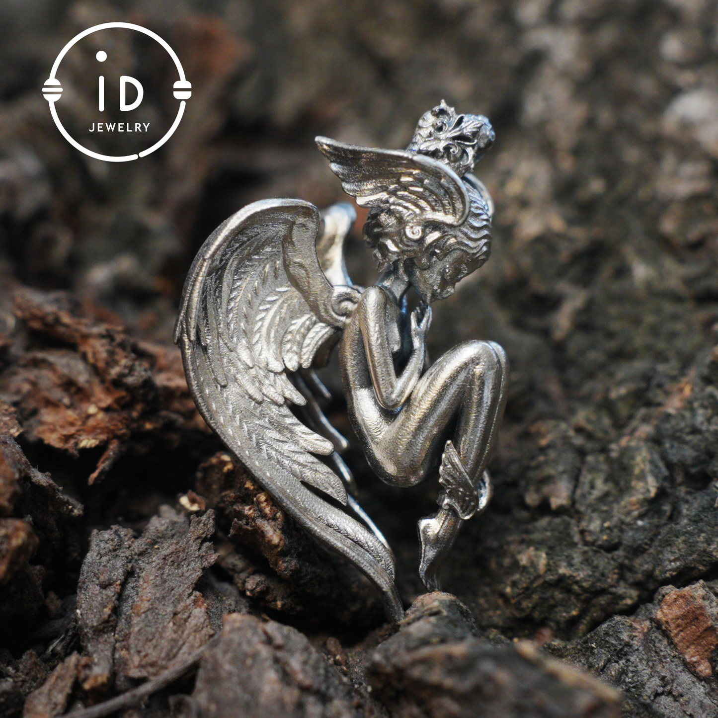 Handmade Angel Figurine Pendants | Gothic Sculpture with Wings | Clear Quartz | Mystical Guardian