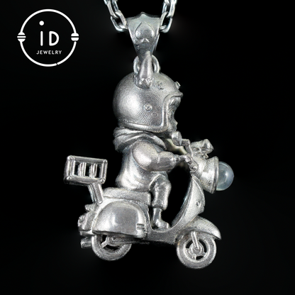 Mystical Night Rider Pendant with Labradorite Light, Handmade Talisman Necklace, Fantasy Jewelry for Inner Journey Seekers