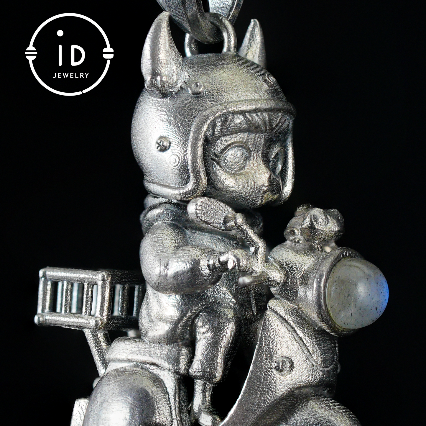 Mystical Night Rider Pendant with Labradorite Light, Handmade Talisman Necklace, Fantasy Jewelry for Inner Journey Seekers