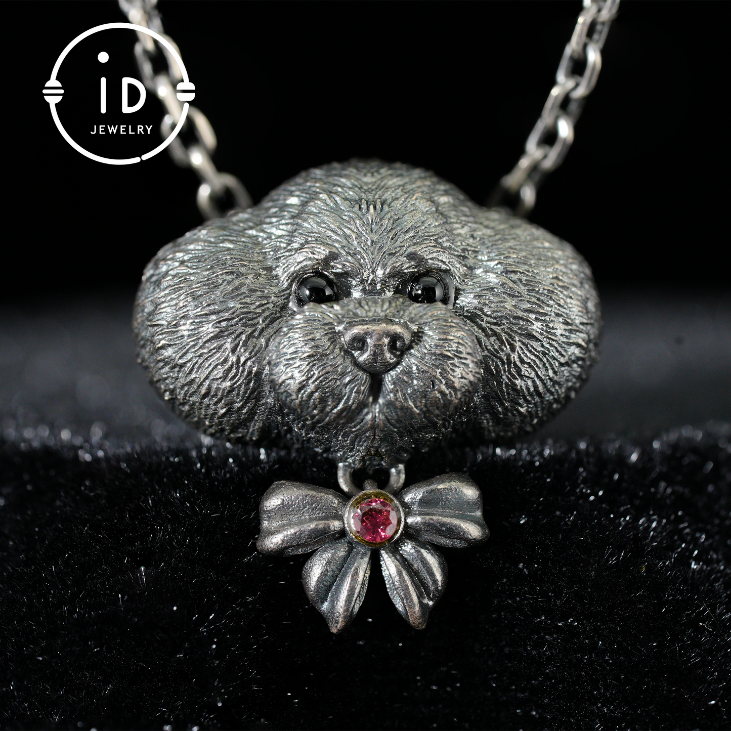 Guardian Dog Pendant, Black Onyx Emotional Amulet, Handmade Fantasy Jewelry, Night Spirit Totem, Storytelling Animal Charm