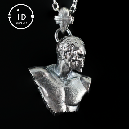 Heroic Courage Pendant, Silver Necklace, Handcrafted Mythological Design, Strength & Resilience Symbol