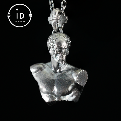 Heroic Courage Pendant, Silver Necklace, Handcrafted Mythological Design, Strength & Resilience Symbol