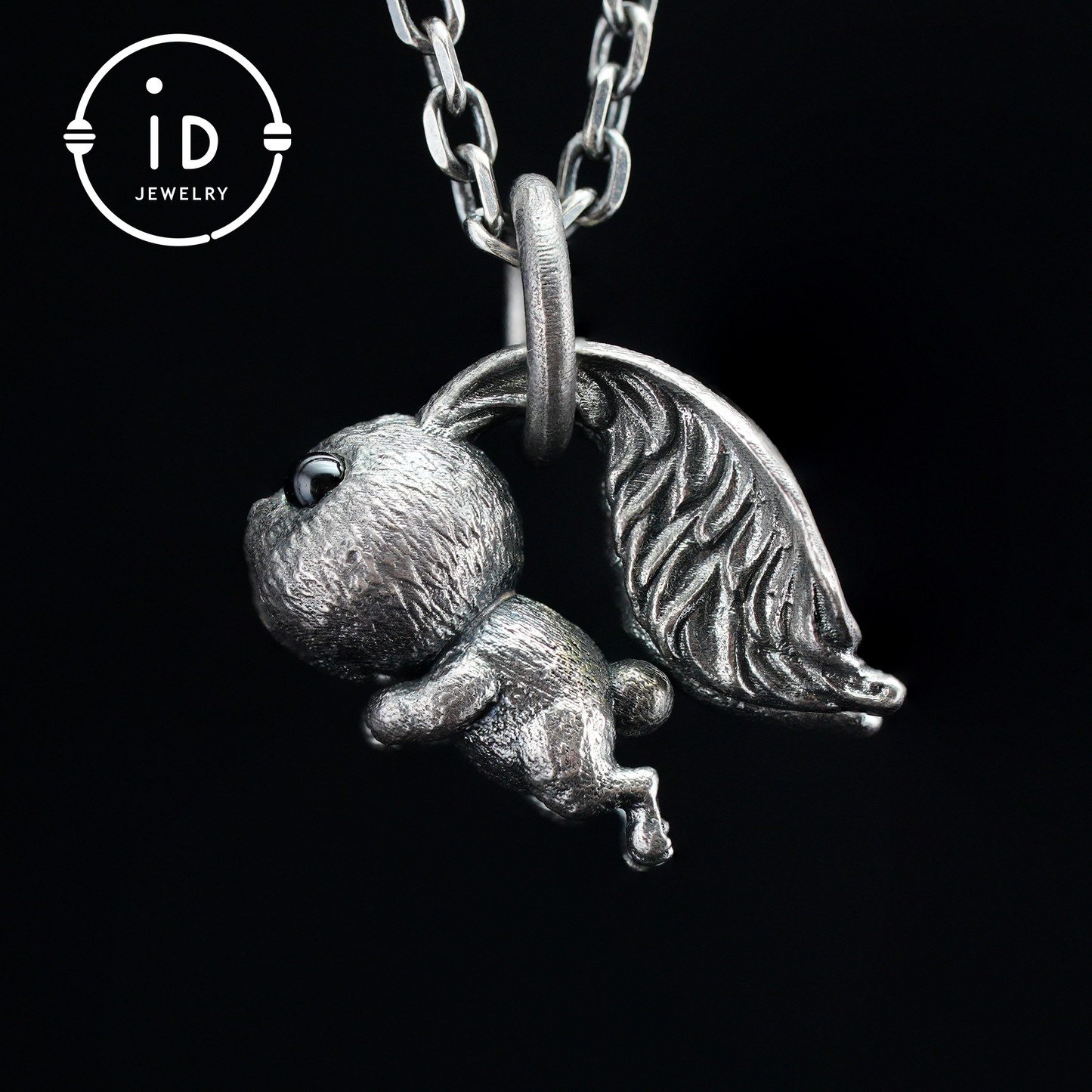 Rabbit Pendant – Leaping Bunny Totem with Onyx Eyes, Handmade Animal Amulet, Symbol of Awakening and New Beginnings