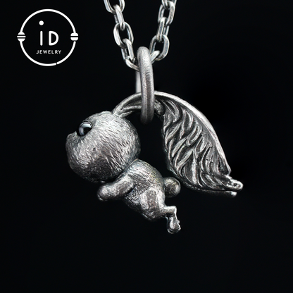 Rabbit Pendant – Leaping Bunny Totem with Onyx Eyes, Handmade Animal Amulet, Symbol of Awakening and New Beginnings