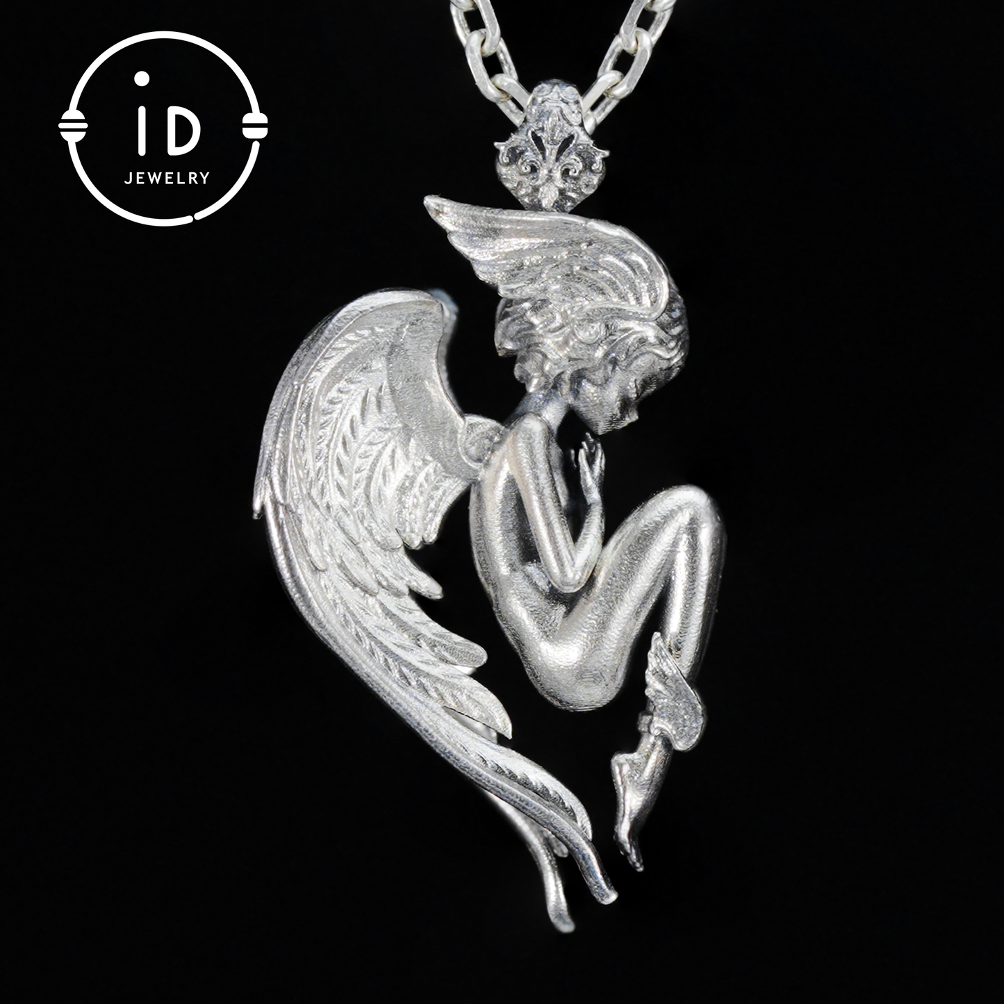 Handmade Angel Figurine Pendants | Gothic Sculpture with Wings | Clear Quartz | Mystical Guardian