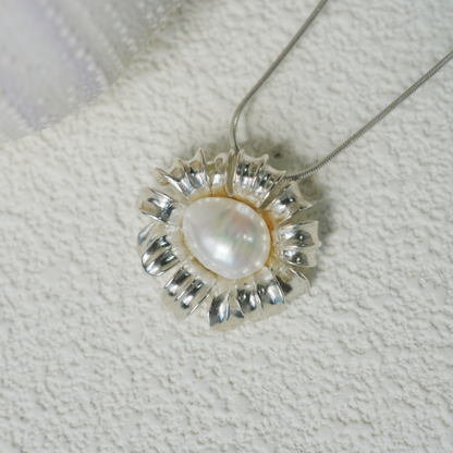 Baroque Freshwater Pearl Pendant | 925 Silver Floral Jewelry | Wedding Gift for Her