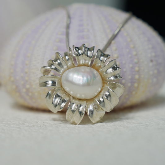 Baroque Freshwater Pearl Pendant | 925 Silver Floral Jewelry | Wedding Gift for Her