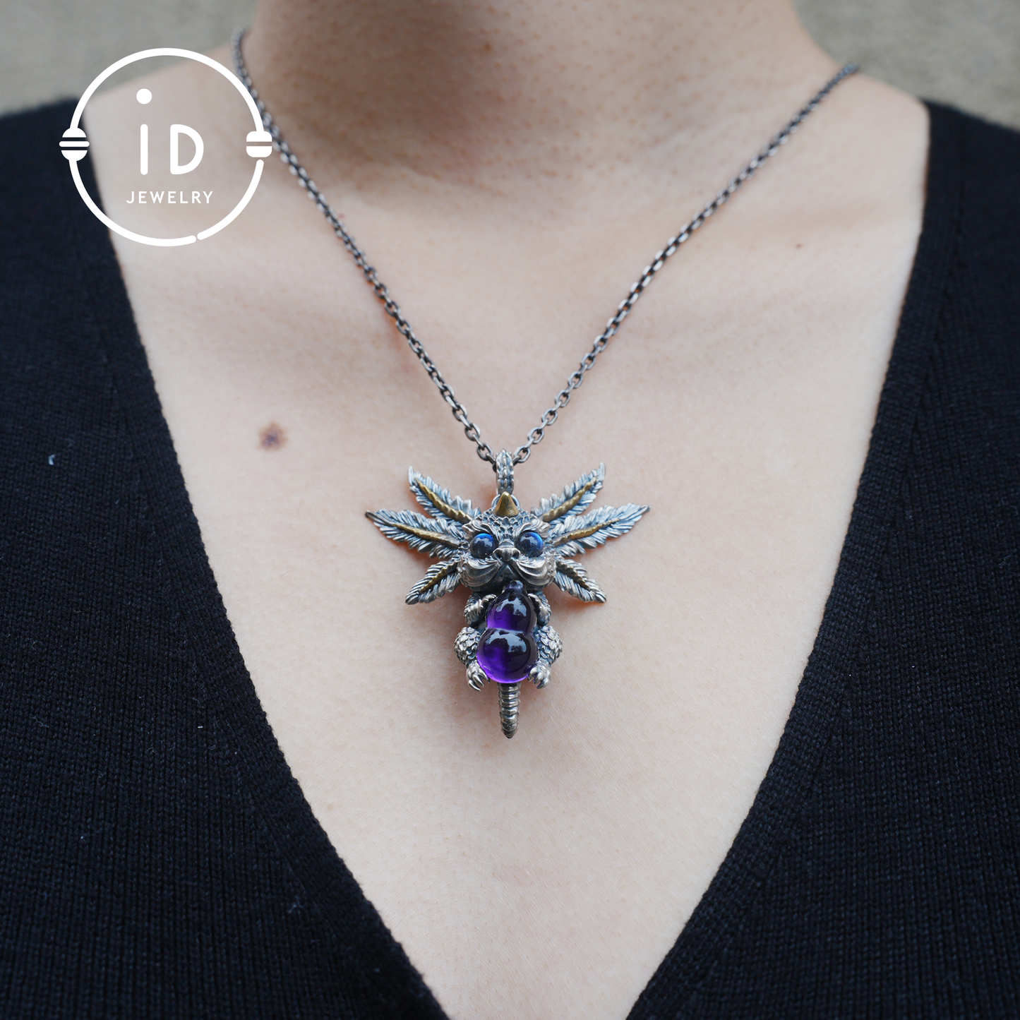 Dream Dragon Messenger Pendant "Eye of the Nightwatch" · Spirit Totem Guardian Jewelry · Handmade Mystic Silver Amulet