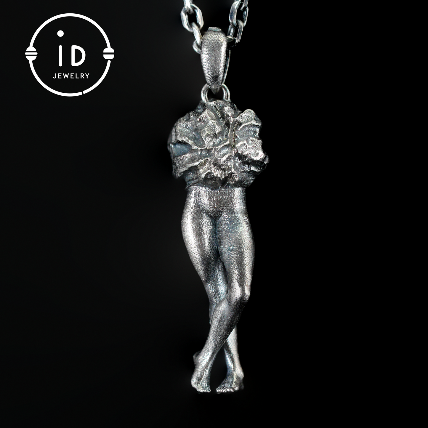 Art Sculpture Pendant Amulet, Handmade Totem Jewelry with Feminine Form and Stone Texture, Symbolic Awakening Necklace, Myth Inspired