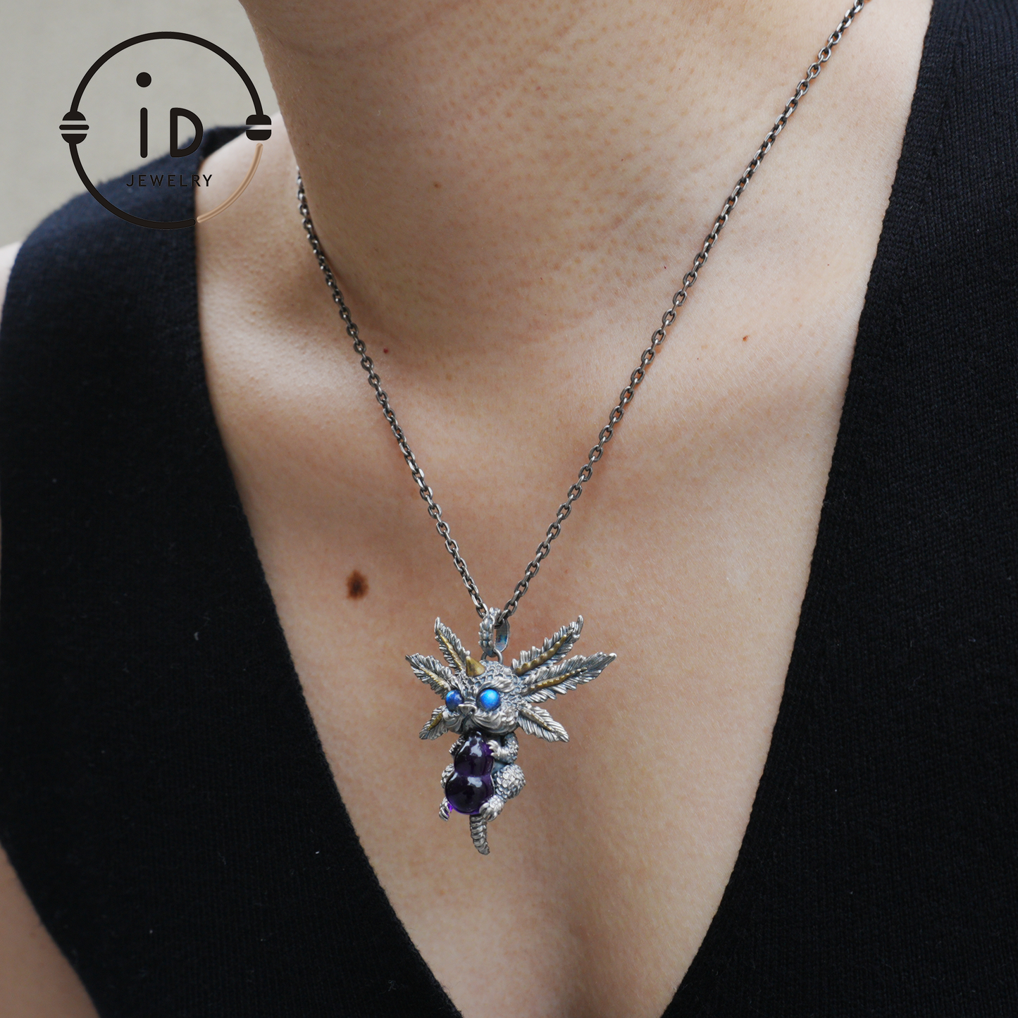 Dream Dragon Messenger Pendant "Eye of the Nightwatch" · Spirit Totem Guardian Jewelry · Handmade Mystic Silver Amulet