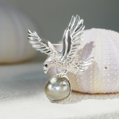 925 Silver Eagle Pendant Brooch | Keshi Pearl Jewelry | Elegant Gift for Her