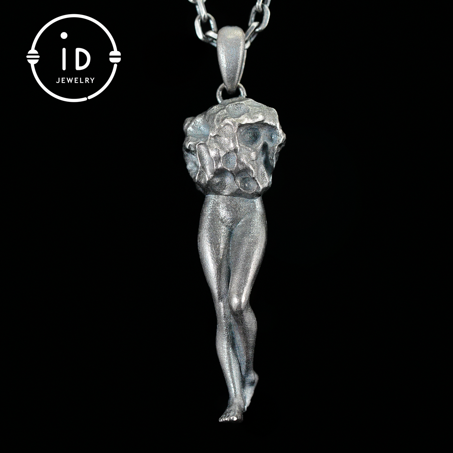 Art Sculpture Pendant Amulet, Handmade Totem Jewelry with Feminine Form and Stone Texture, Symbolic Awakening Necklace, Myth Inspired