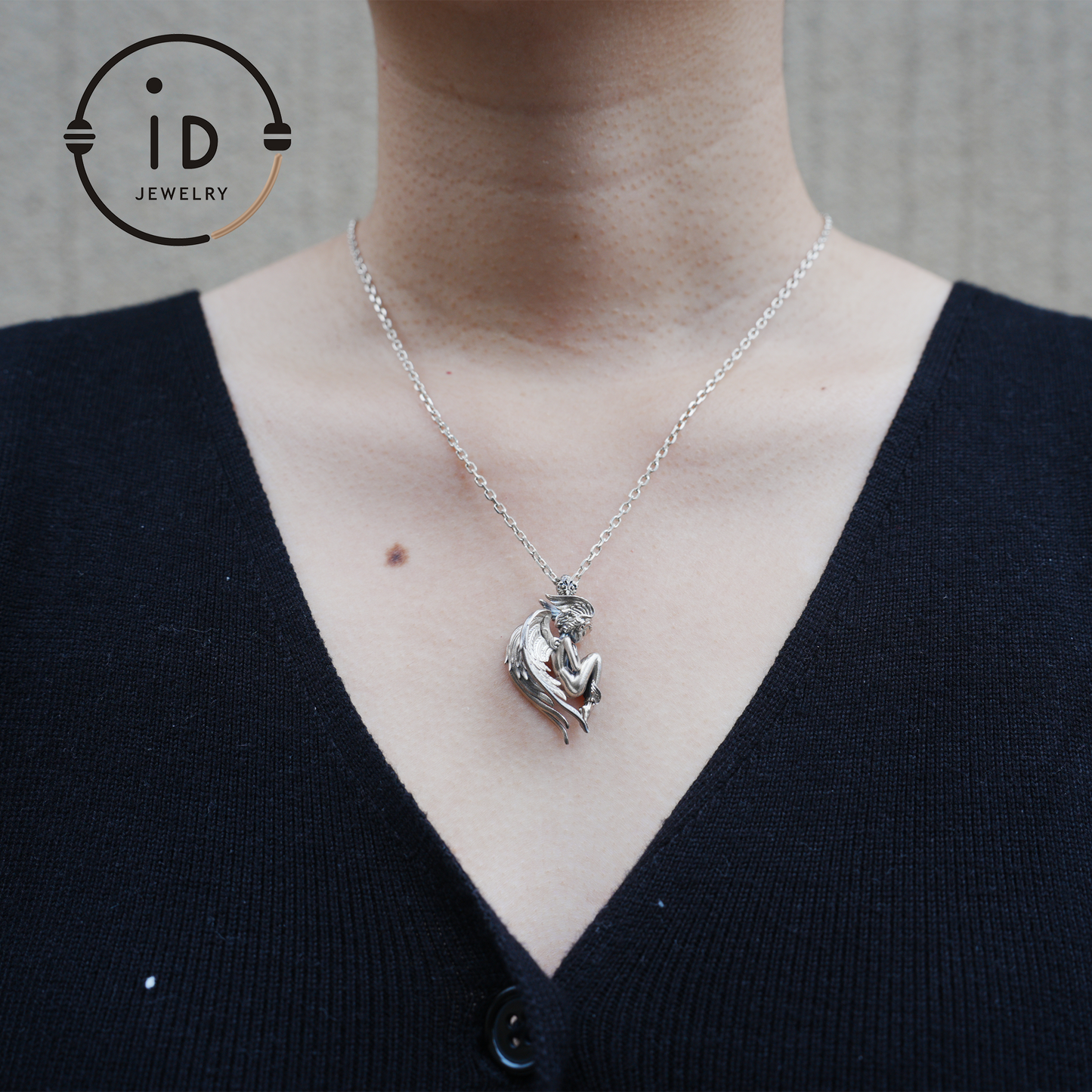 Handmade Angel Figurine Pendants | Gothic Sculpture with Wings | Clear Quartz | Mystical Guardian
