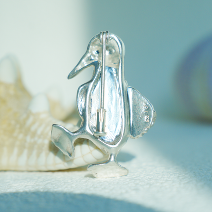 925 Silver Blue-Footed Booby Pendant Brooch | Enamel Bird Jewelry | Quirky Nature Gift for Her