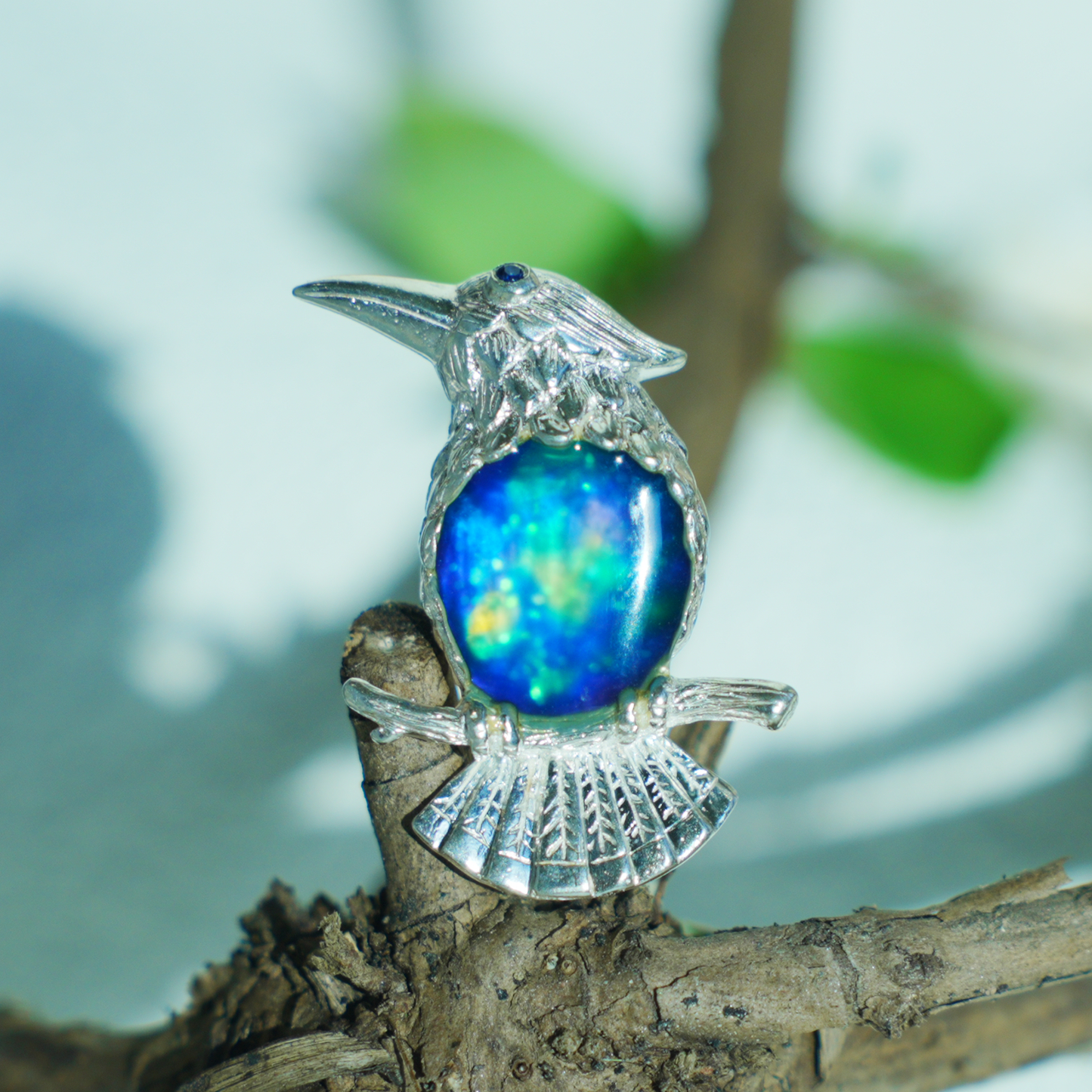 925 Silver Bird Pendant Brooch | Enamel Celestial Jewelry | Nature Gift for Her