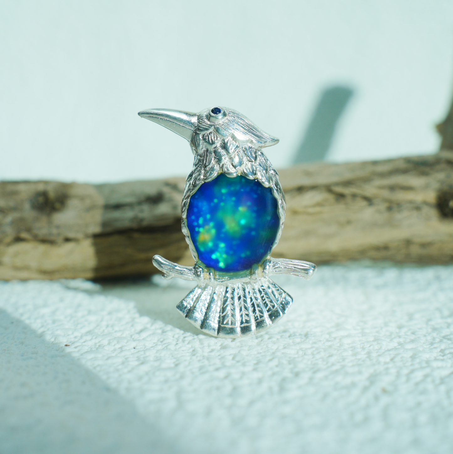 925 Silver Bird Pendant Brooch | Enamel Celestial Jewelry | Nature Gift for Her