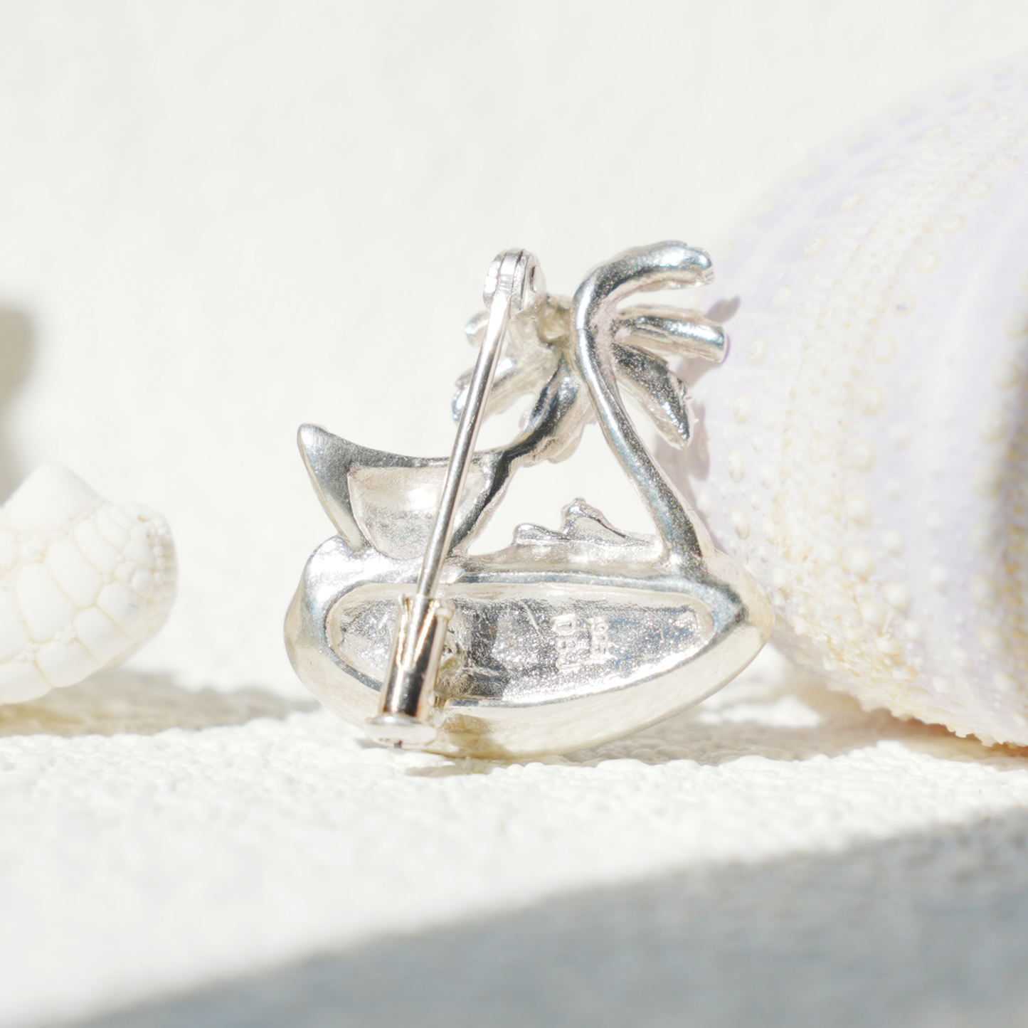 Tropical Palm Beach Pendant Brooch | 925 Silver Enamel Jewelry | Summer Gift for Her